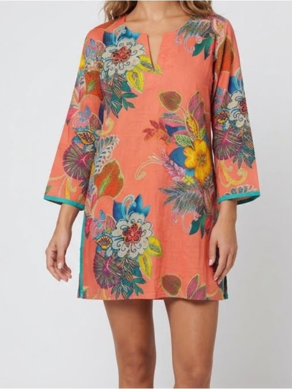 KIKISOL Floral Tropical Tunic Top Small